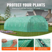 Walk-in Tunnel Greenhouse 29.2x9.7x6.5ft Galvanized Frame PE Cover Green V952-SDXWS30X10X7LDOYEV0