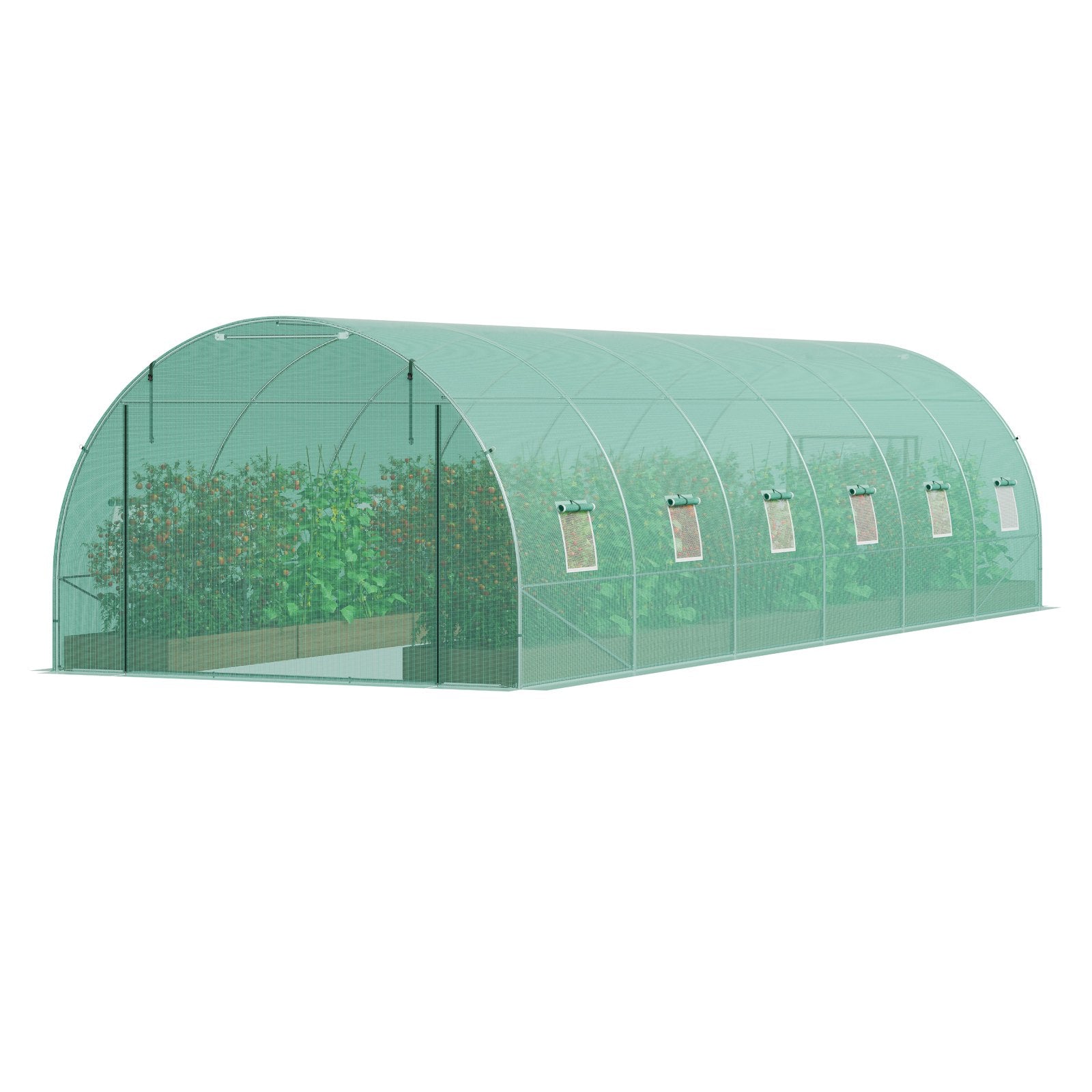 Walk-in Tunnel Greenhouse 29.2x9.7x6.5ft Galvanized Frame PE Cover Green V952-SDXWS30X10X7LDOYEV0
