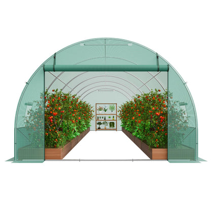 Walk-in Tunnel Greenhouse 29.2x9.7x6.5ft Galvanized Frame PE Cover Green V952-SDXWS30X10X7LDOYEV0