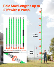 Manual Pole Saw, 118-809.3 cm Extendable Pole Tree Pruner with Scissors, Sharp 65Mn Steel Blade, Lightweight V952-SDXZJBXZZK8M58IMZ001V0