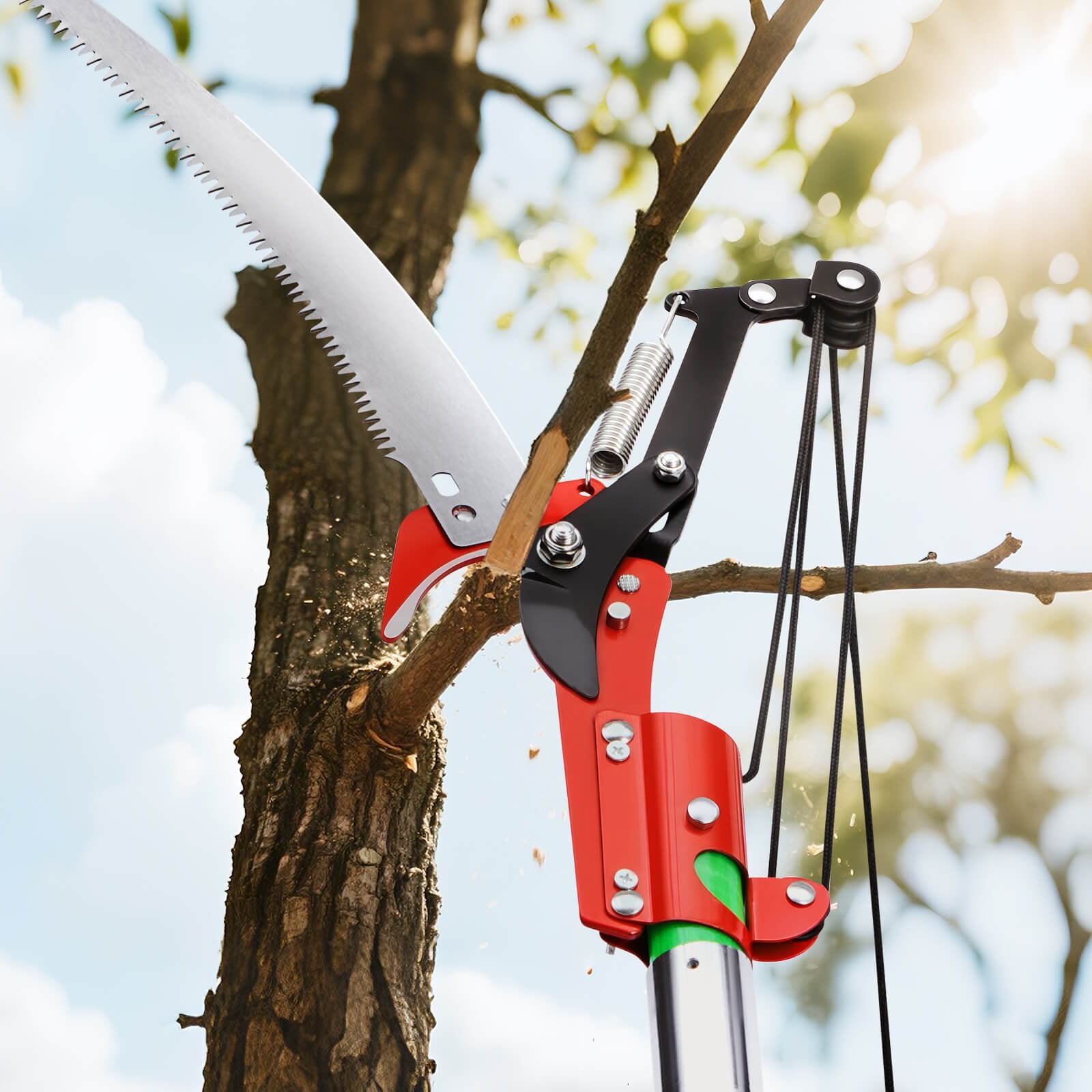 Manual Pole Saw, 118-809.3 cm Extendable Pole Tree Pruner with Scissors, Sharp 65Mn Steel Blade, Lightweight V952-SDXZJBXZZK8M58IMZ001V0