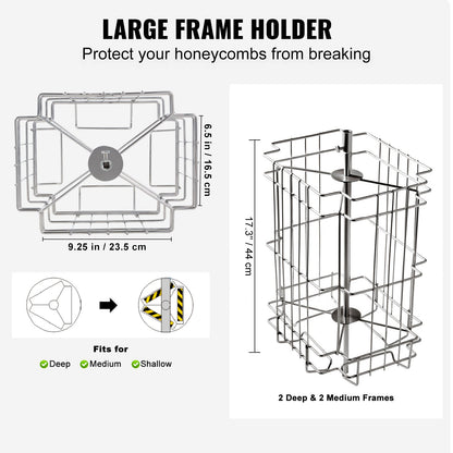 Manual Honey Extractor, 2/4 Frames Honey Spinner Extractor, Stainless Steel Beekeeping Extraction, Honeycomb V952-SDYMJBXGY1524JECGV0