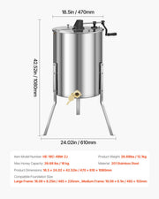 Honey Extractor, 4/8 Frame Manual Honey Spinner with Transparent Lid, Stainless Steel Honeycomb Drum Spinner V952-SDYMJJPBXG18TBE00001V0