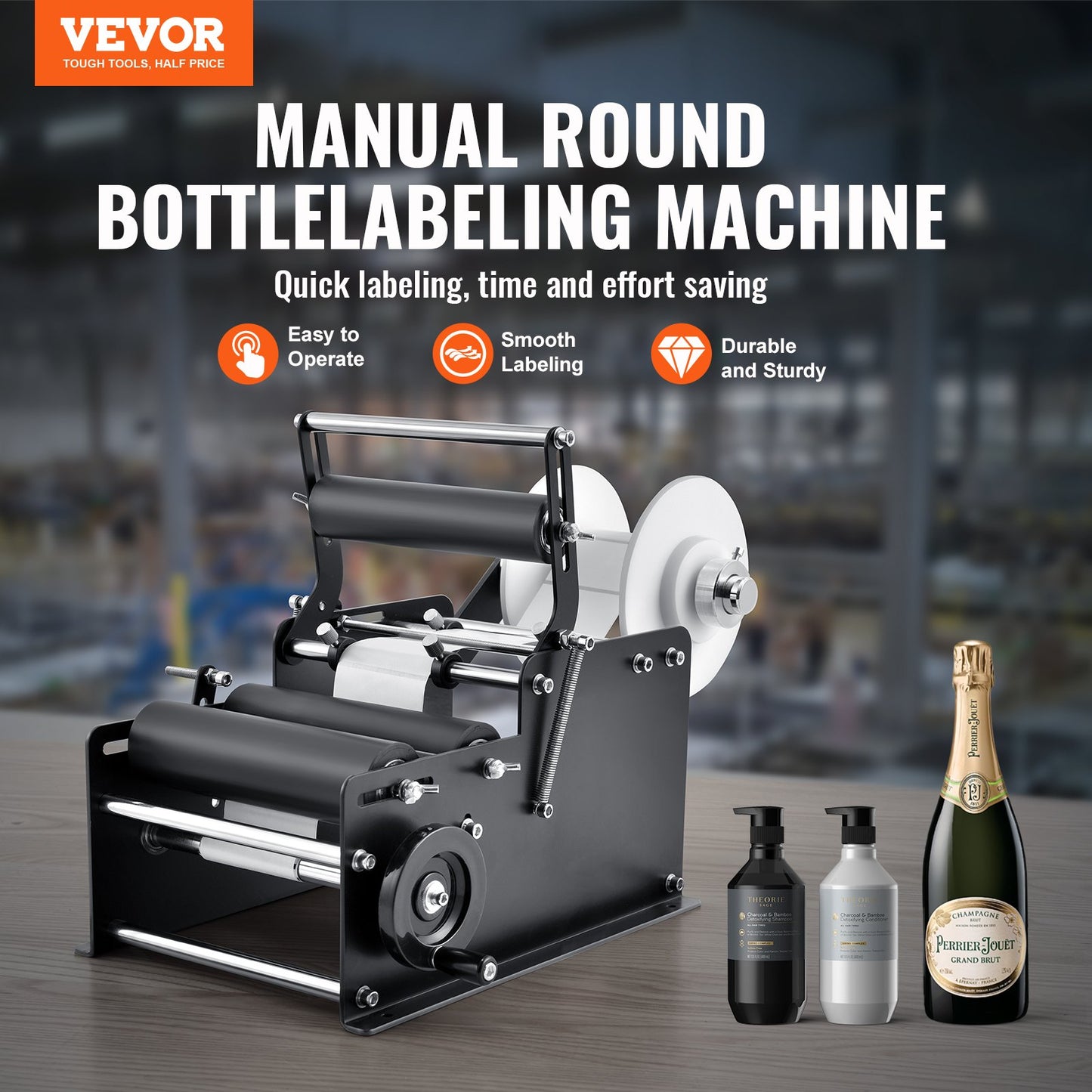 Manual Round Labeling Machine, 15-20pcs/min, Bottle Label Applicator for Round Bottles, Adjustable Manual V952-SDYPTBJHSBDD2AX6YV0