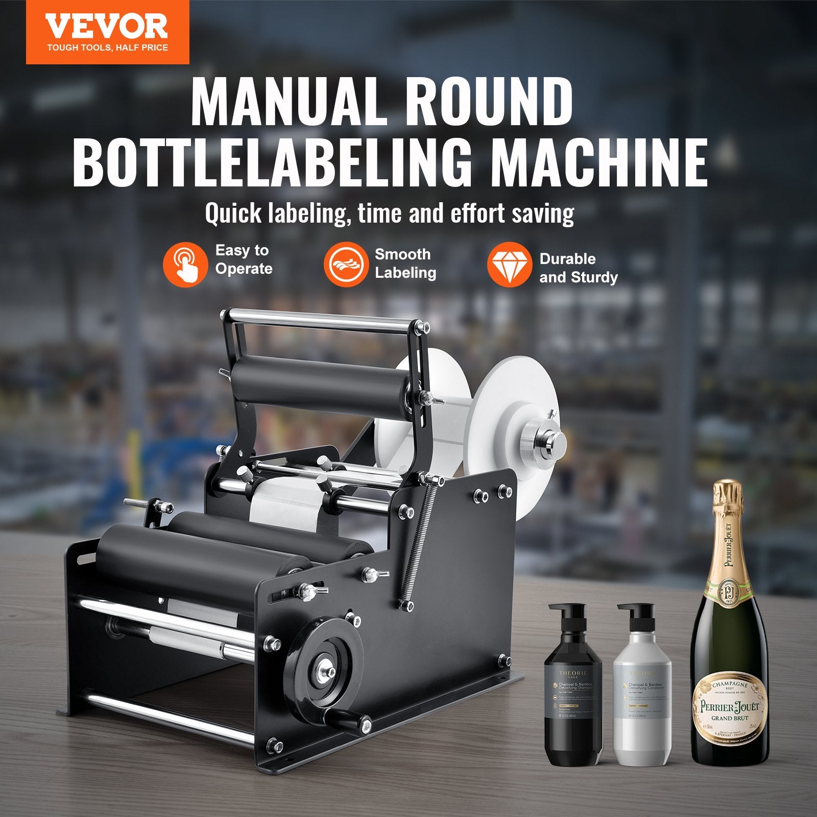 Manual Round Labeling Machine, 15-20pcs/min, Bottle Label Applicator for Round Bottles, Adjustable Manual V952-SDYPTBJHSBDD2AX6YV0