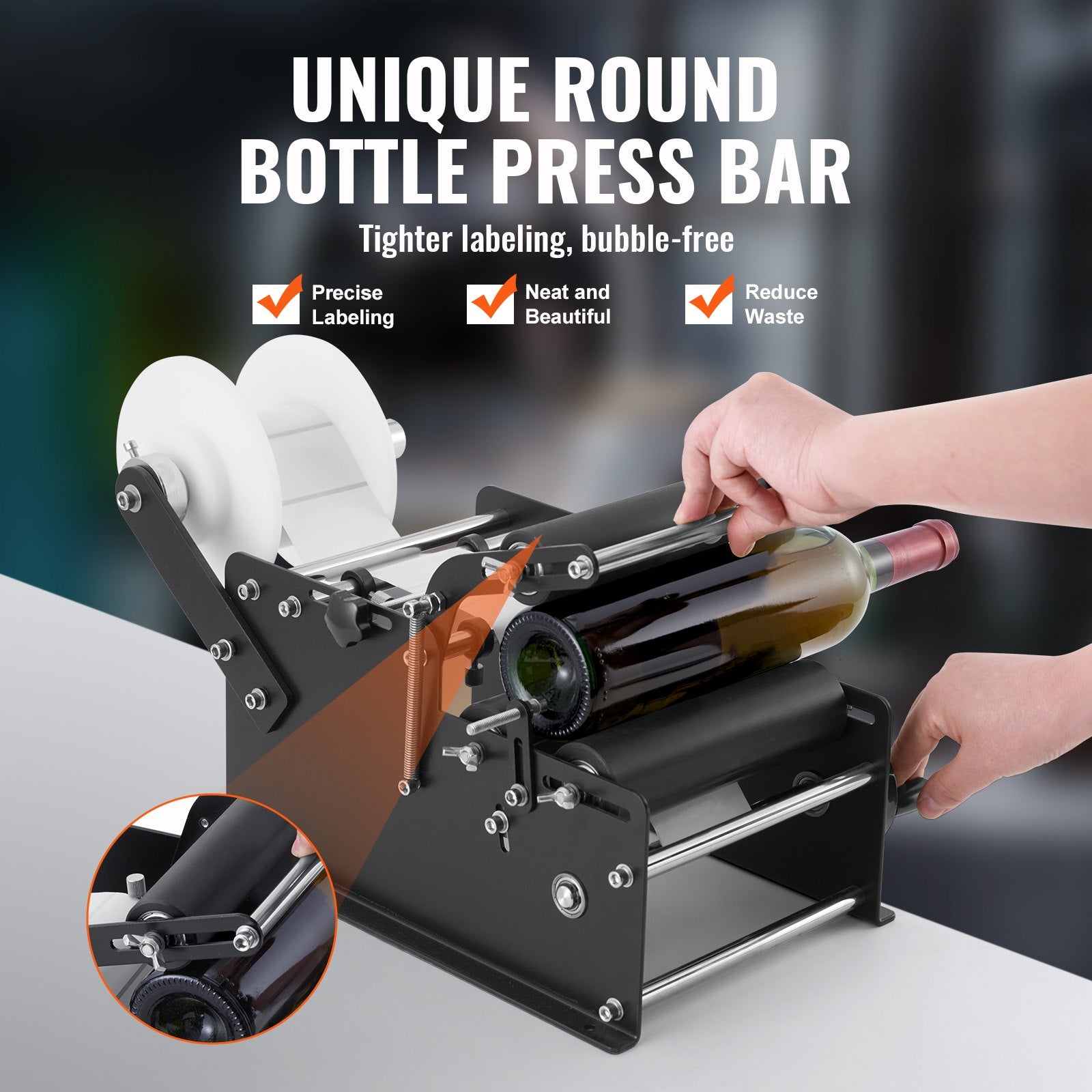 Manual Round Labeling Machine, 15-20pcs/min, Bottle Label Applicator for Round Bottles, Adjustable Manual V952-SDYPTBJHSBDD2AX6YV0