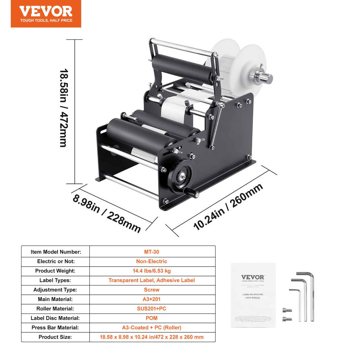 Manual Round Labeling Machine, 15-20pcs/min, Bottle Label Applicator for Round Bottles, Adjustable Manual V952-SDYPTBJHSBDD2AX6YV0