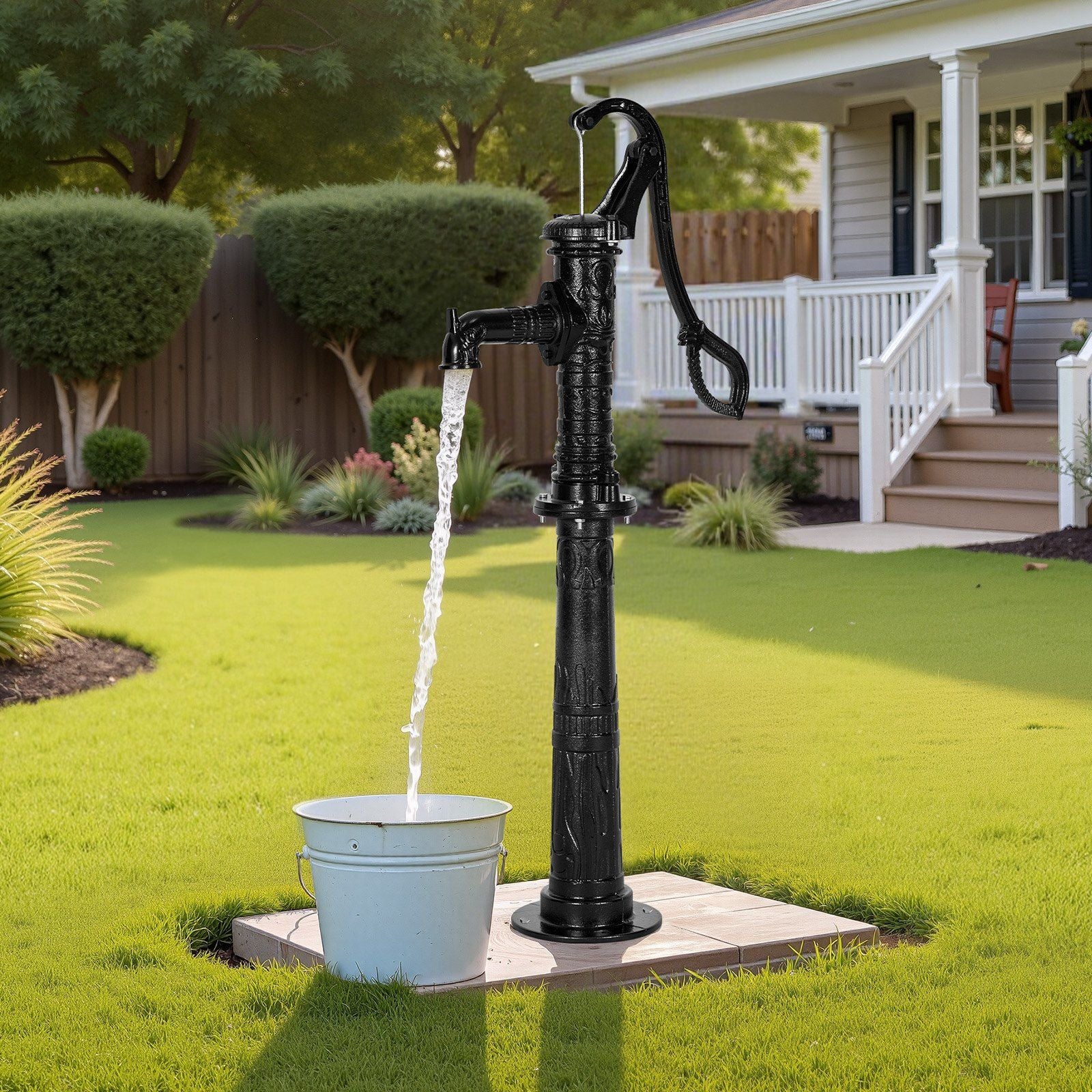 Well Hand Pitcher Pump, 20 ft Max Lift, Antique Cast Iron Manual Hand Water Pump with Heightening Base, NPT V952-SDYSBBTDZZTHXQJRK001V0
