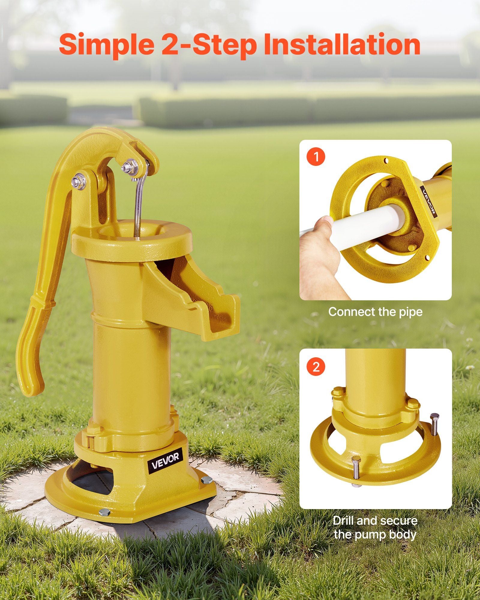 Well Hand Pitcher Pump, 25 ft Maximum Lift, Antique Cast Iron Manual Hand Water Pump, NPT 1-1/4 in V952-SDYSBBTZTHS08KJEY001V0