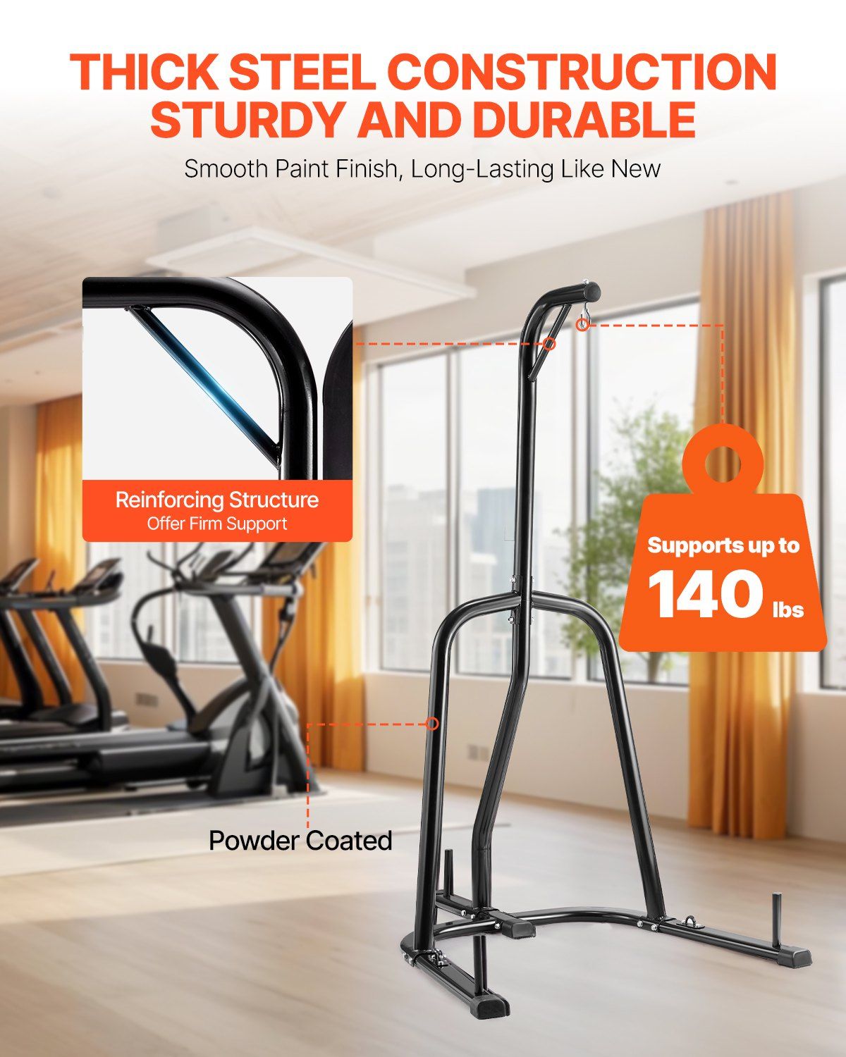 Punching Bag Stand, Steel Heavy Duty Workout Equipment, Boxing Punching Bag Stand, Holds Up to 140 lbs, V952-SDZJSDJ69485MF5SZ001V0