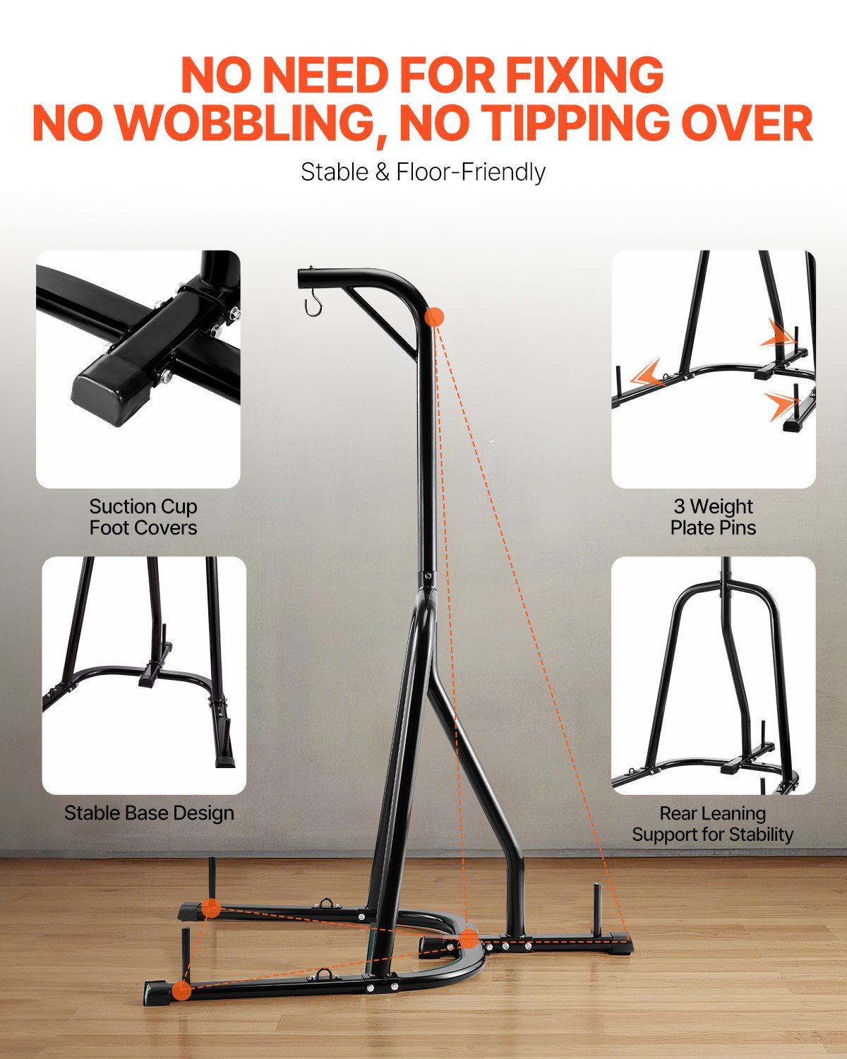 Punching Bag Stand, Steel Heavy Duty Workout Equipment, Boxing Punching Bag Stand, Holds Up to 140 lbs, V952-SDZJSDJ69485MF5SZ001V0