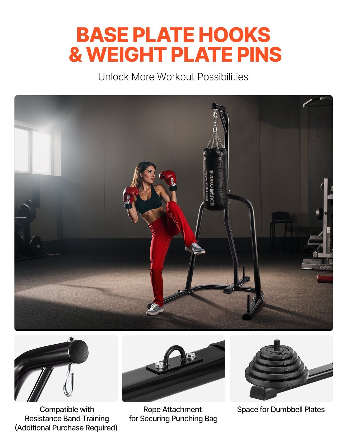 Punching Bag Stand, Steel Heavy Duty Workout Equipment, Boxing Punching Bag Stand, Holds Up to 140 lbs, V952-SDZJSDJ69485MF5SZ001V0