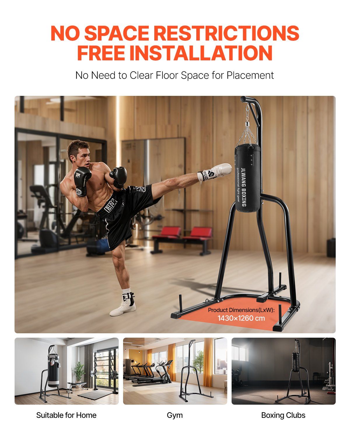 Punching Bag Stand, Steel Heavy Duty Workout Equipment, Boxing Punching Bag Stand, Holds Up to 140 lbs, V952-SDZJSDJ69485MF5SZ001V0