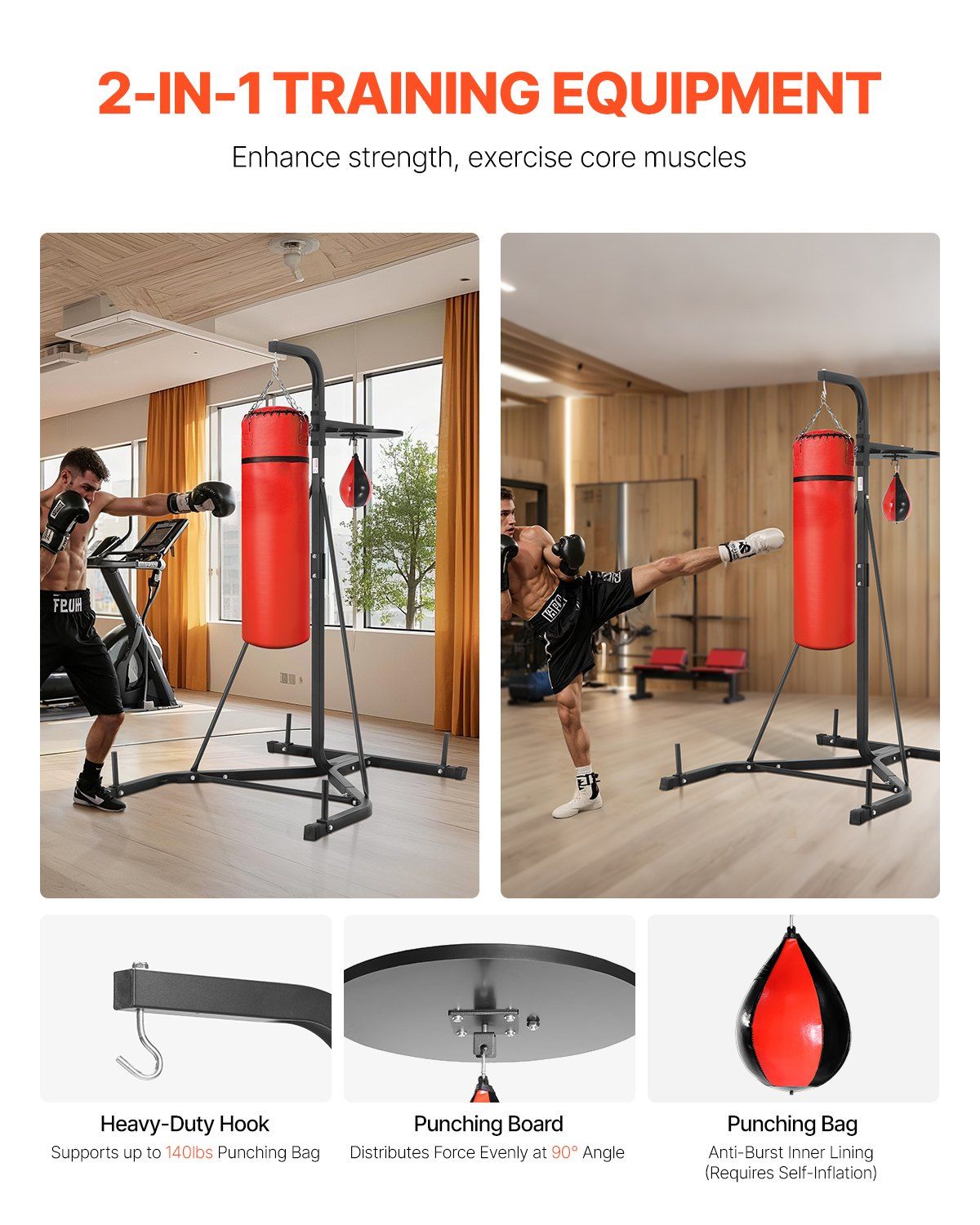 2 in 1 Punching Bag Stand, Steel Heavy Duty Workout Equipment, Adjustable Height Boxing Punching Bag and V952-SDZJSDJQJDJ6OB7RL001V0