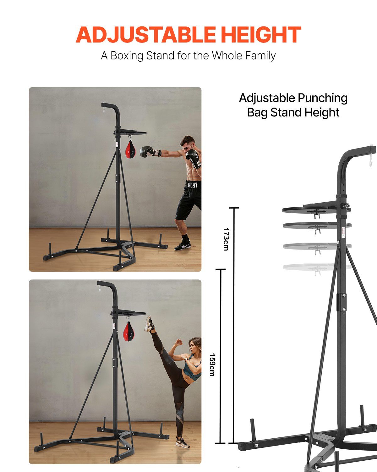 2 in 1 Punching Bag Stand, Steel Heavy Duty Workout Equipment, Adjustable Height Boxing Punching Bag and V952-SDZJSDJQJDJ6OB7RL001V0