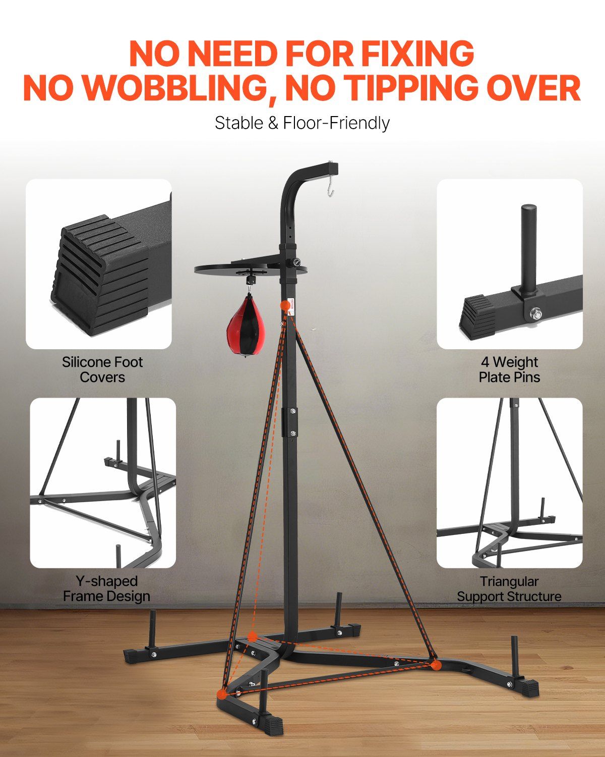 2 in 1 Punching Bag Stand, Steel Heavy Duty Workout Equipment, Adjustable Height Boxing Punching Bag and V952-SDZJSDJQJDJ6OB7RL001V0