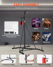 2 in 1 Punching Bag Stand, Steel Heavy Duty Workout Equipment, Adjustable Height Boxing Punching Bag and V952-SDZJSDJQJDJ6OB7RL001V0