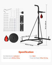2 in 1 Punching Bag Stand, Steel Heavy Duty Workout Equipment, Adjustable Height Boxing Punching Bag and V952-SDZJSDJQJDJ6OB7RL001V0