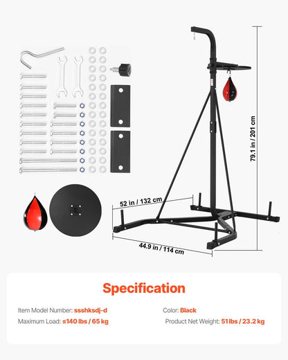 2 in 1 Punching Bag Stand, Steel Heavy Duty Workout Equipment, Adjustable Height Boxing Punching Bag and V952-SDZJSDJQJDJ6OB7RL001V0