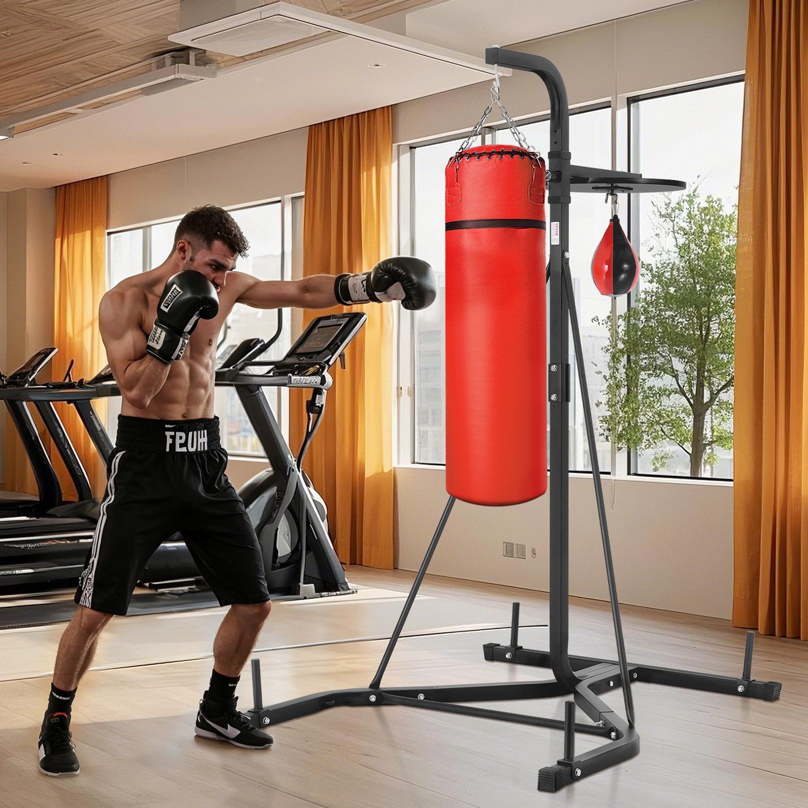 2 in 1 Punching Bag Stand, Steel Heavy Duty Workout Equipment, Adjustable Height Boxing Punching Bag and V952-SDZJSDJQJDJ6OB7RL001V0