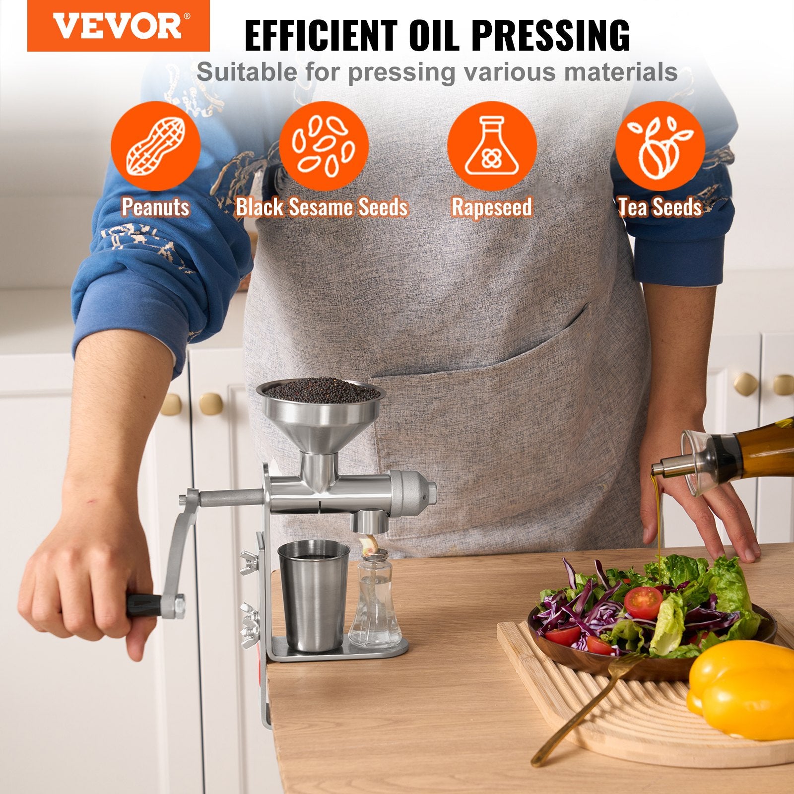 Manual Oil Press Machine, Stainless Steel Oil Extractor Machine, Detachable Oil Presser for Effortless V952-SDZYJBXG0000CVI1TV0
