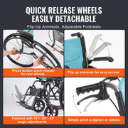 Wheelchair, Durable Aluminum Alloy Ultra-Lightweight Wheelchairs, Portable Wheelchair with Flip-Back V952-SDZZLYLHJ18I5WBUJV0