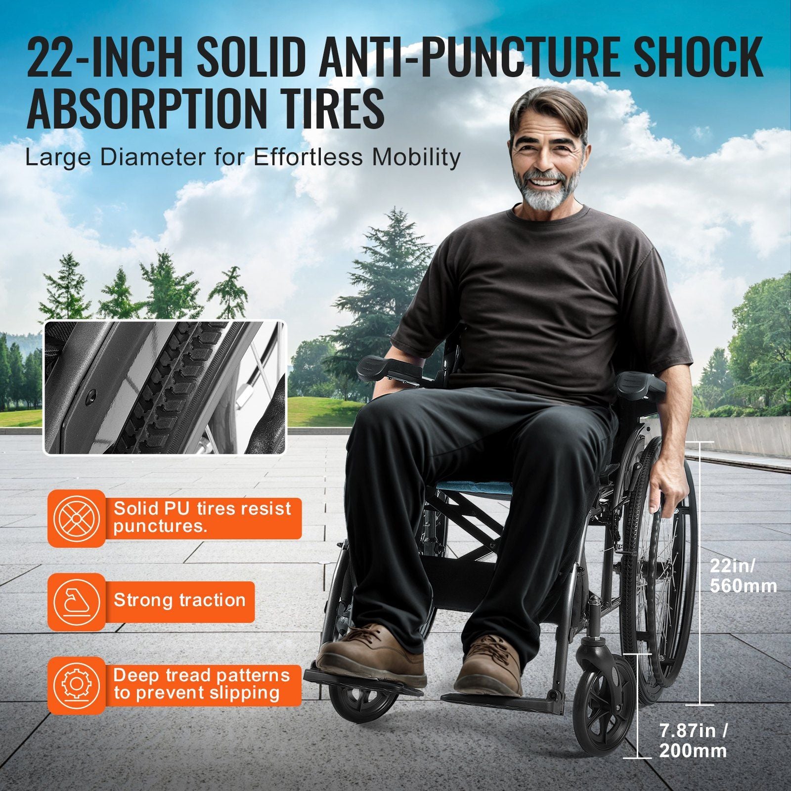 Wheelchair, Durable Aluminum Alloy Ultra-Lightweight Wheelchairs, Portable Wheelchair with Flip-Back V952-SDZZLYLHJ18I5WBUJV0