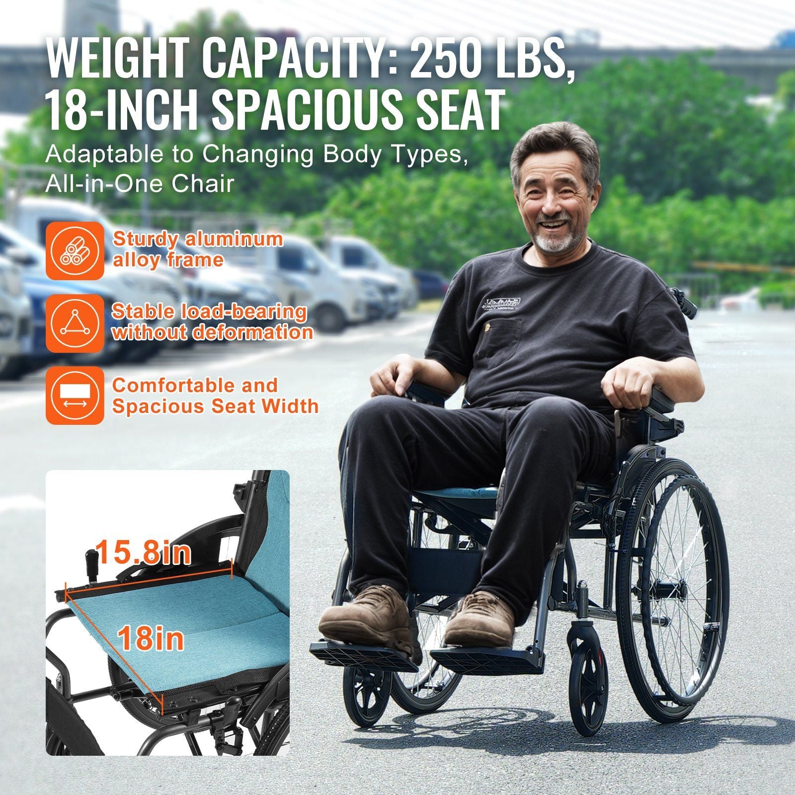 Wheelchair, Durable Aluminum Alloy Ultra-Lightweight Wheelchairs, Portable Wheelchair with Flip-Back V952-SDZZLYLHJ18I5WBUJV0
