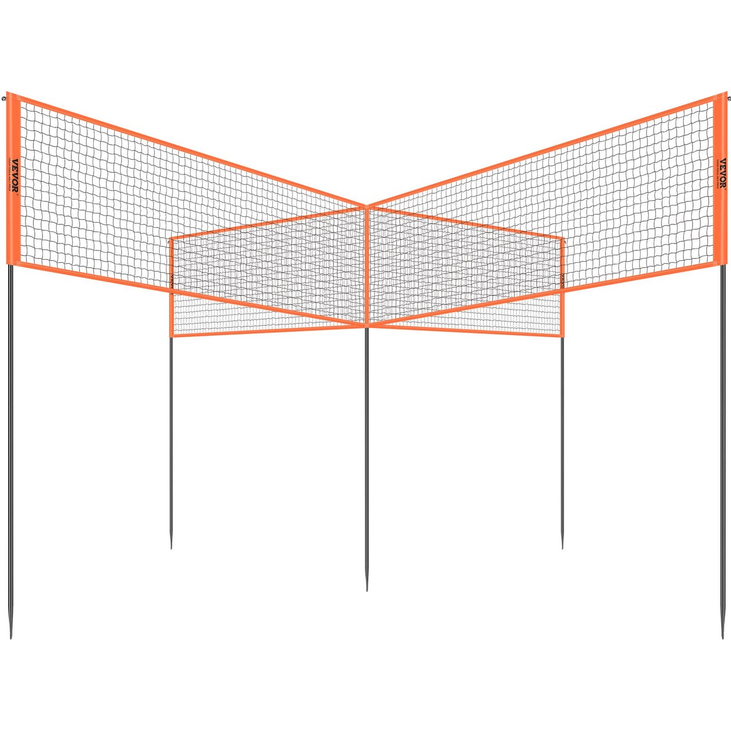 4-Way Volleyball Net, Adjustable Height Badminton Net Set for Backyard Beach Lawn, Outdoor Portable V952-SFPQW1414YC0XFM07V0
