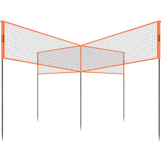 4-Way Volleyball Net, Adjustable Height Badminton Net Set for Backyard Beach Lawn, Outdoor Portable V952-SFPQW1414YC0XFM07V0