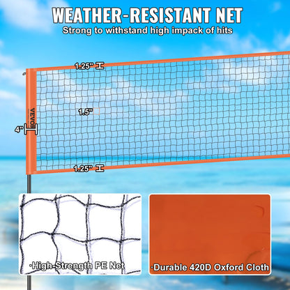 4-Way Volleyball Net, Adjustable Height Badminton Net Set for Backyard Beach Lawn, Outdoor Portable V952-SFPQW1414YC0XFM07V0