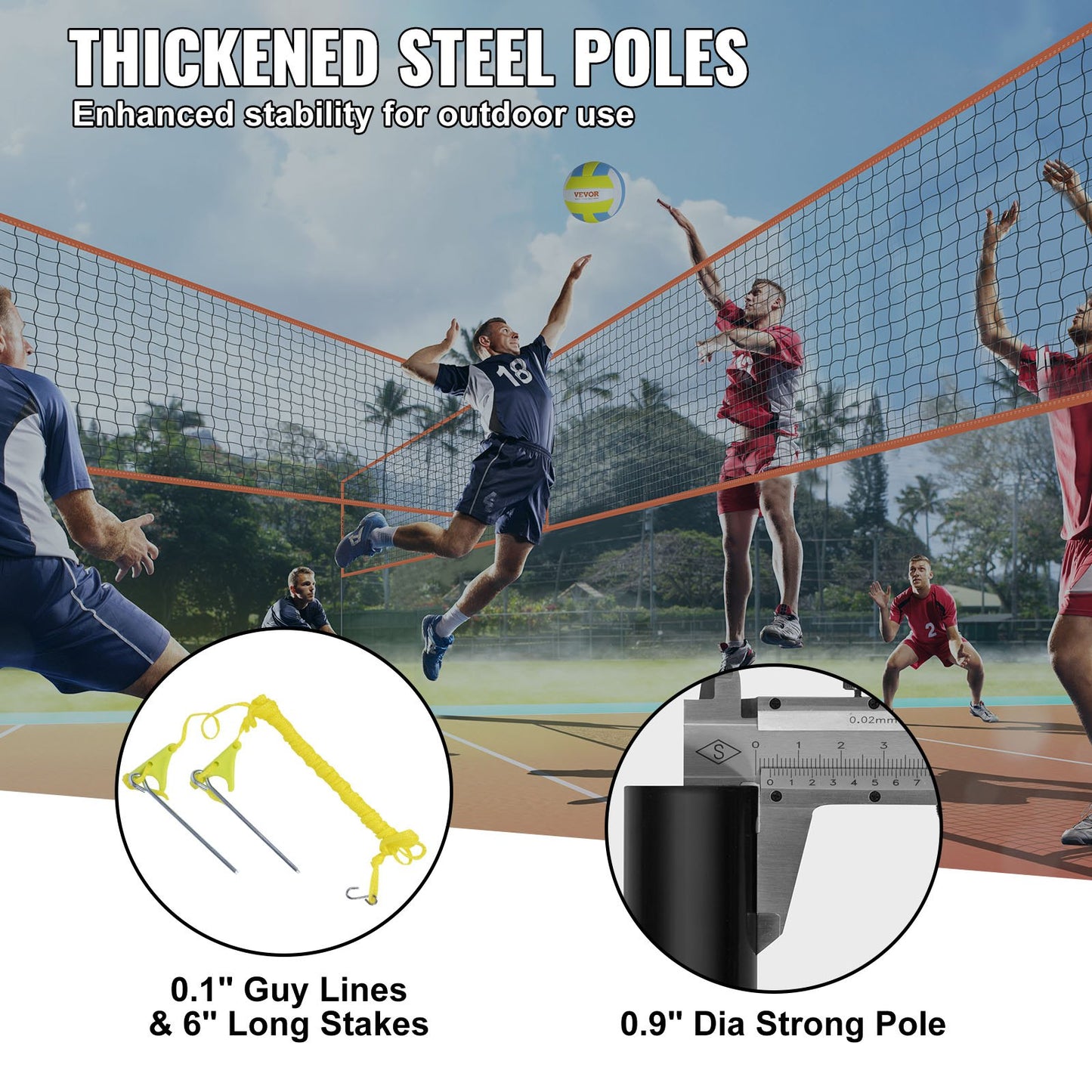 4-Way Volleyball Net, Adjustable Height Badminton Net Set for Backyard Beach Lawn, Outdoor Portable V952-SFPQW1414YC0XFM07V0