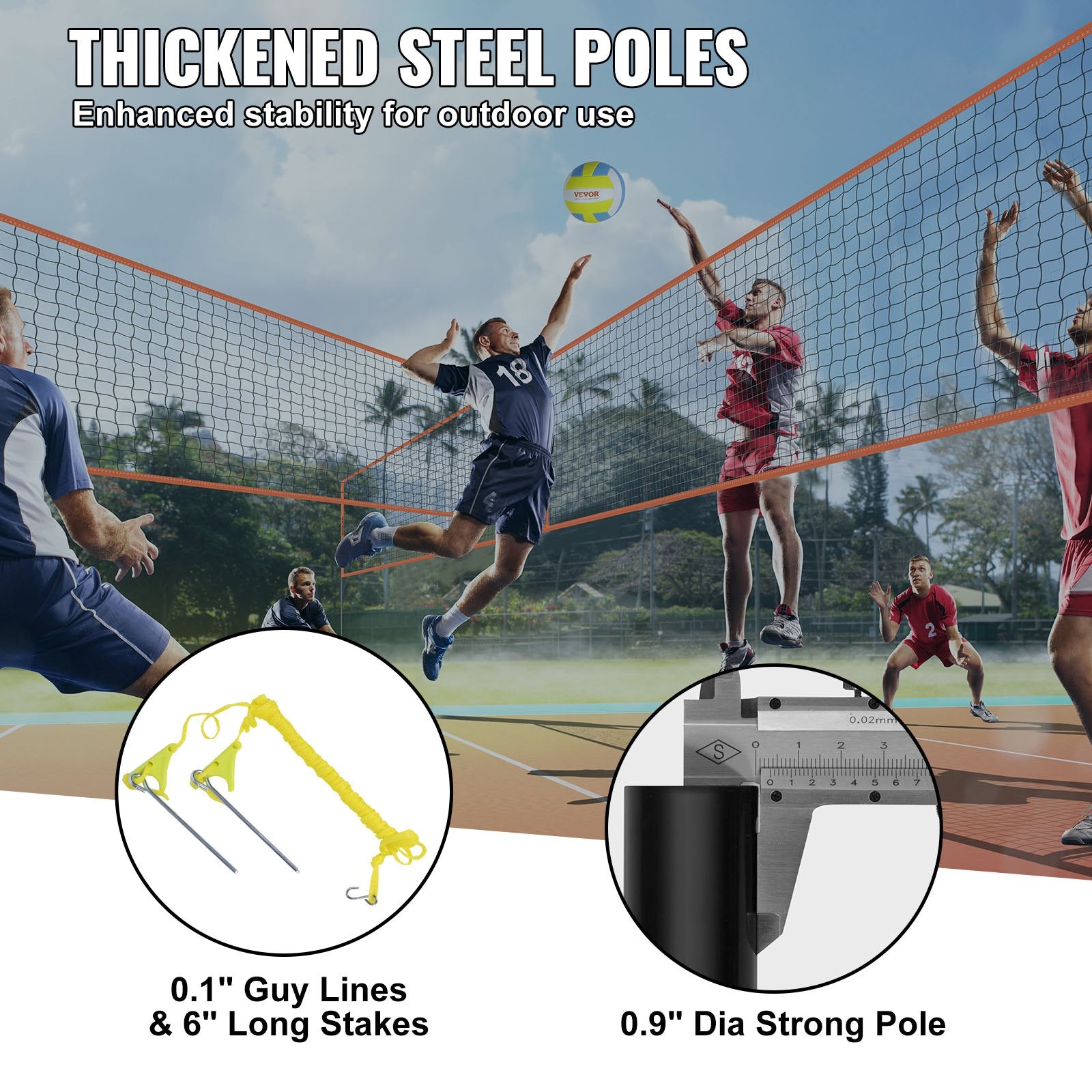 4-Way Volleyball Net, Adjustable Height Badminton Net Set for Backyard Beach Lawn, Outdoor Portable V952-SFPQW1414YC0XFM07V0