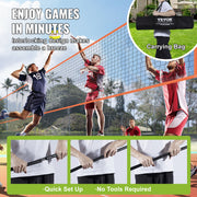 4-Way Volleyball Net, Adjustable Height Badminton Net Set for Backyard Beach Lawn, Outdoor Portable V952-SFPQW1414YC0XFM07V0