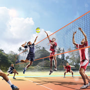 4-Way Volleyball Net, Adjustable Height Badminton Net Set for Backyard Beach Lawn, Outdoor Portable V952-SFPQW1414YC0XFM07V0