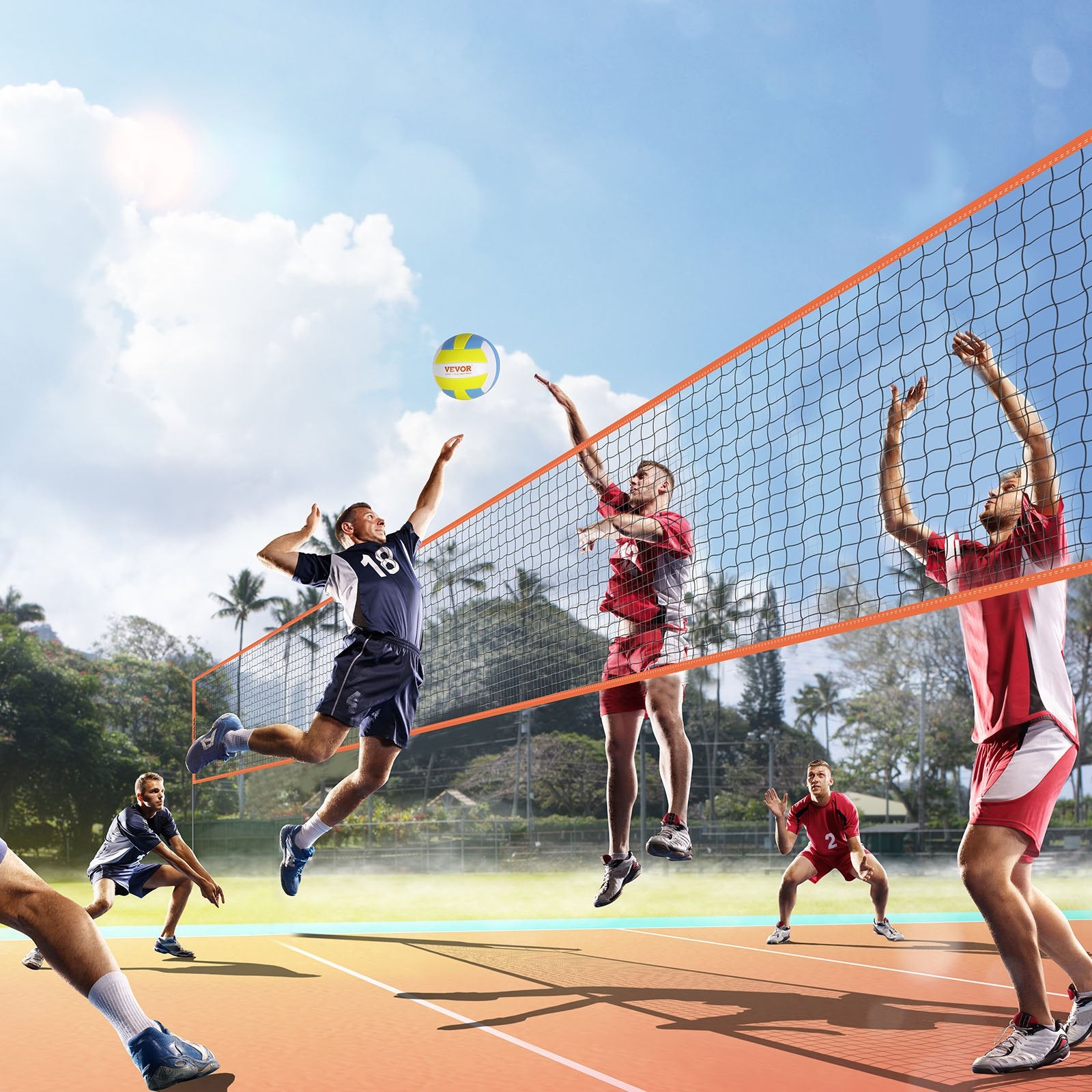 4-Way Volleyball Net, Adjustable Height Badminton Net Set for Backyard Beach Lawn, Outdoor Portable V952-SFPQW1414YC0XFM07V0