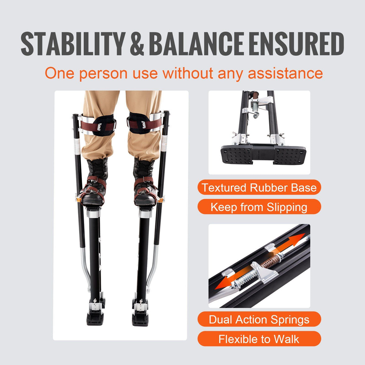 Drywall Stilts, 61-101.6 cm Adjustable Aluminum Tool Stilts with Protective Knee Pads, Durable and Non-slip V952-SGBGQYCHS2440P55RV0