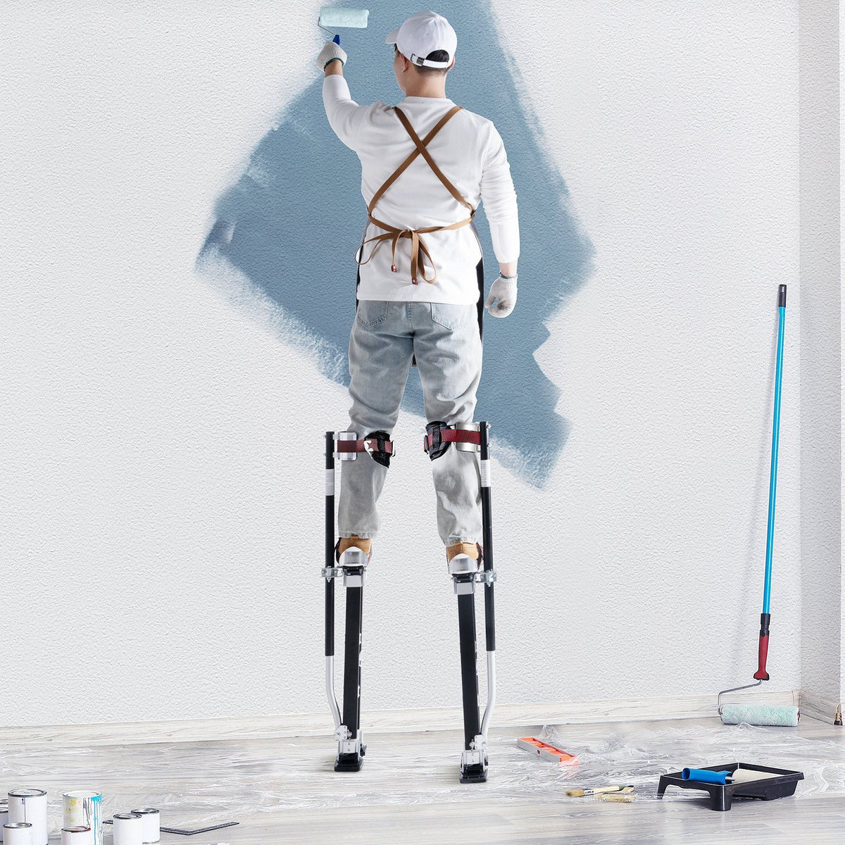 Drywall Stilts, 61-101.6 cm Adjustable Aluminum Tool Stilts with Protective Knee Pads, Durable and Non-slip V952-SGBGQYCHS2440P55RV0