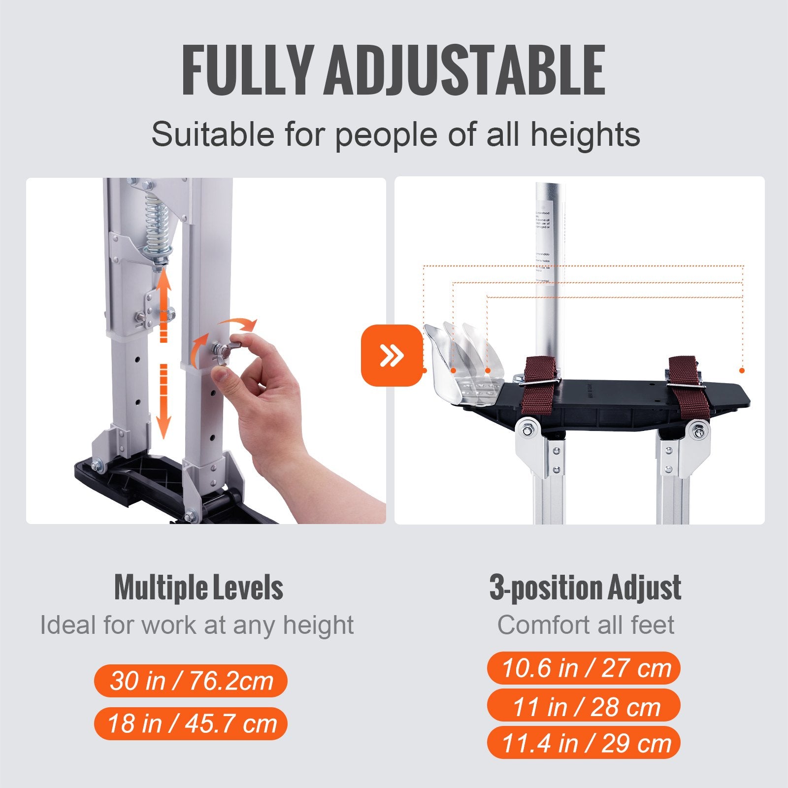 Drywall Stilts Aluminum Tool Stilts 45.7-76.2cm Adjustable Painting Taping V952-SGBGQYCYS1830LGZ6V0