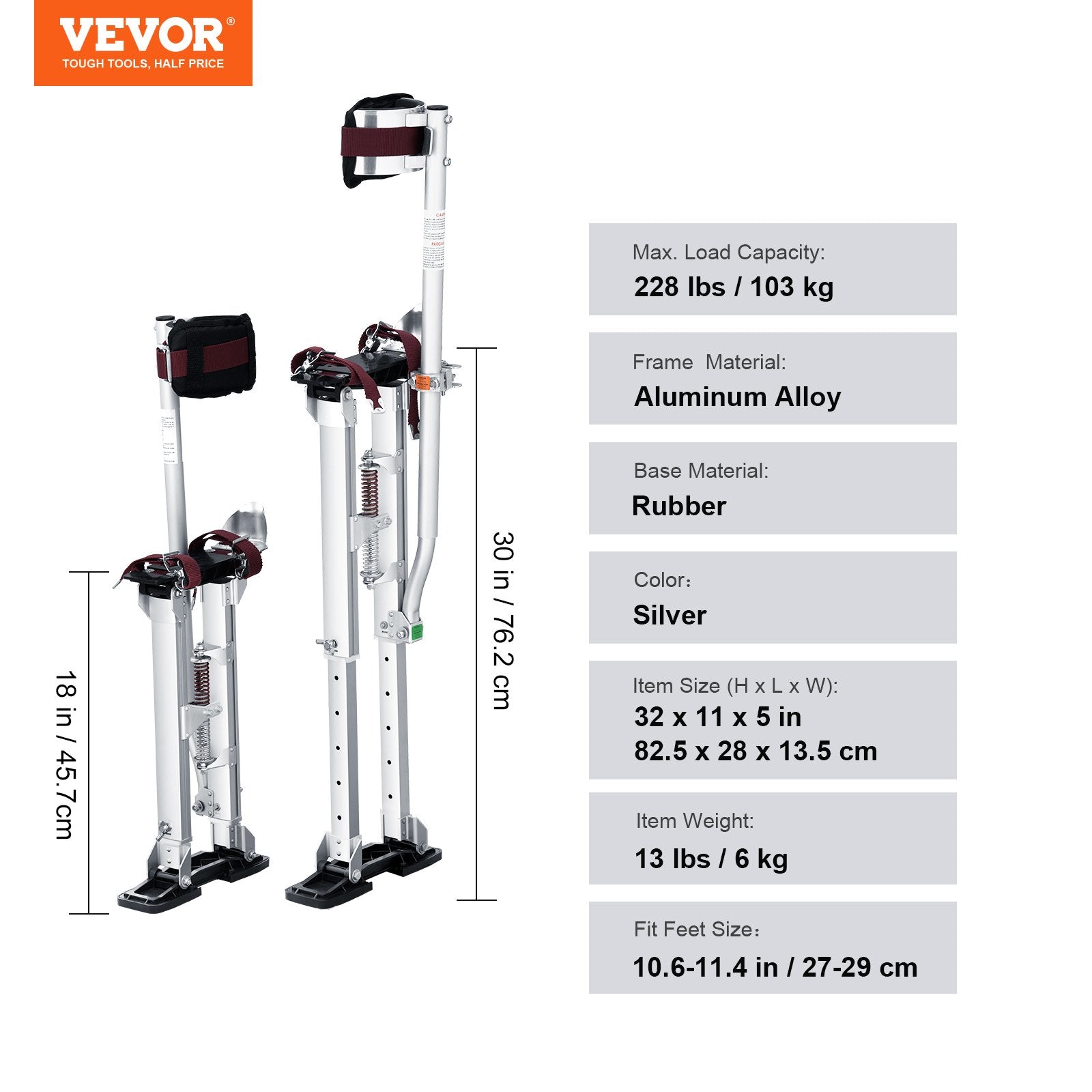 Drywall Stilts Aluminum Tool Stilts 45.7-76.2cm Adjustable Painting Taping V952-SGBGQYCYS1830LGZ6V0