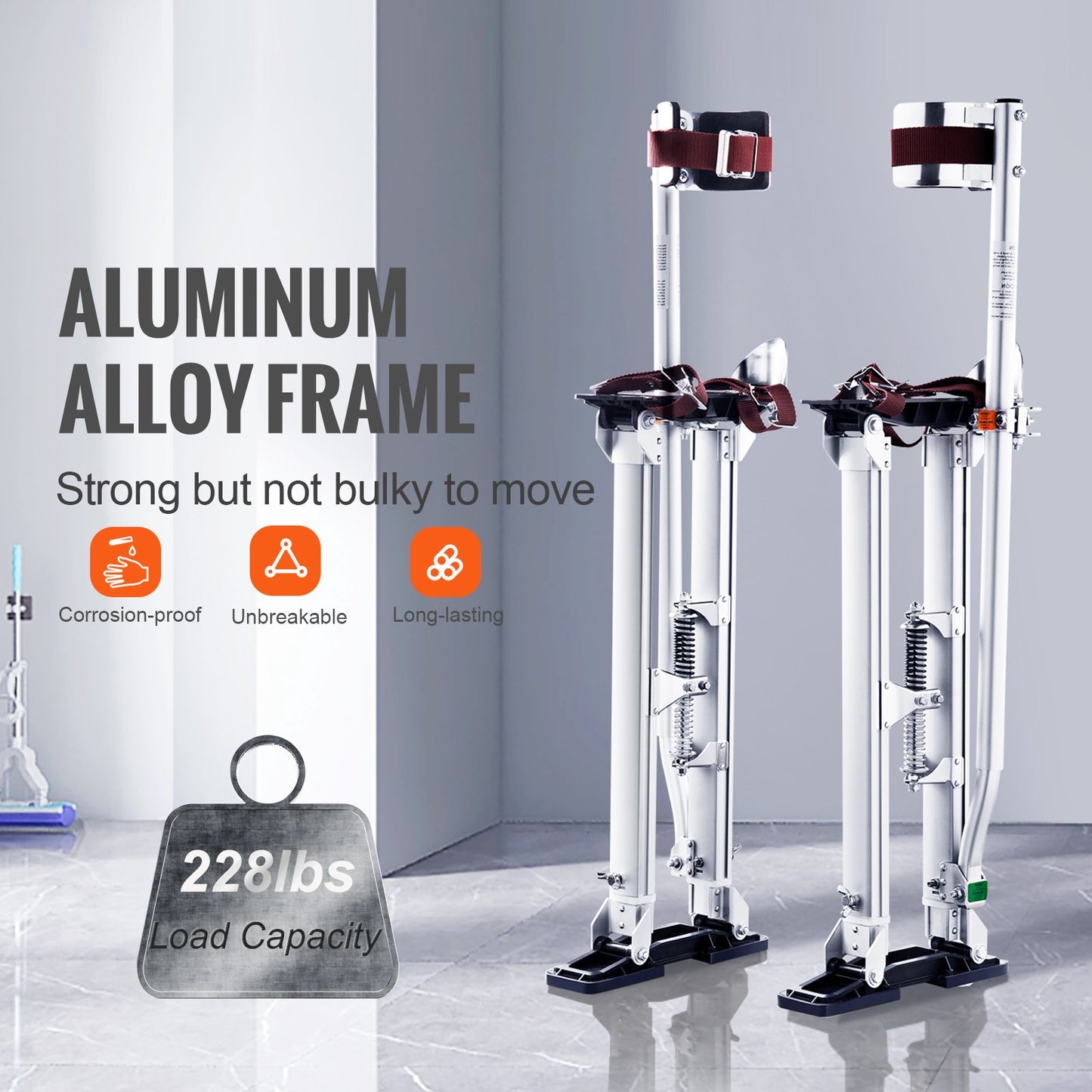 Drywall Stilts, 24''-40'' Adjustable Aluminum Tool Stilts with Protective Knee Pads, Durable and Non-Slip V952-SGBGQYCYS2440EE60V0