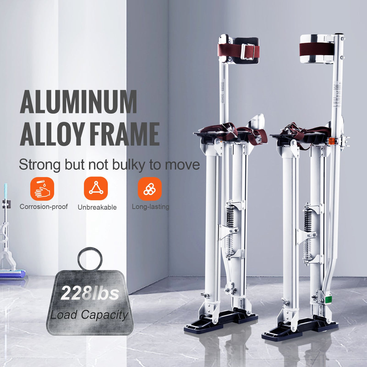 Drywall Stilts, 24''-40'' Adjustable Aluminum Tool Stilts with Protective Knee Pads, Durable and Non-Slip V952-SGBGQYCYS2440EE60V0
