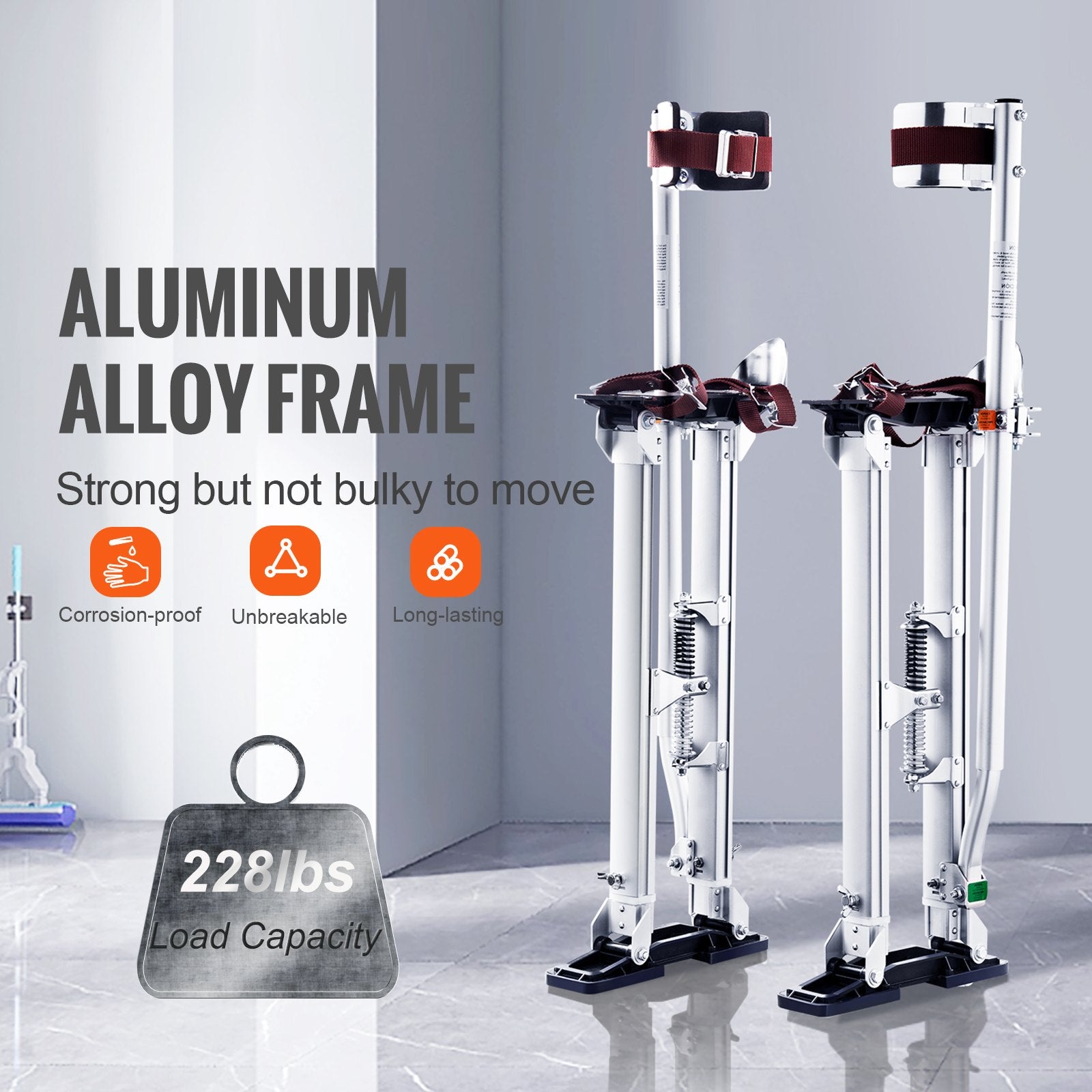 Drywall Stilts, 24''-40'' Adjustable Aluminum Tool Stilts with Protective Knee Pads, Durable and Non-Slip V952-SGBGQYCYS2440EE60V0