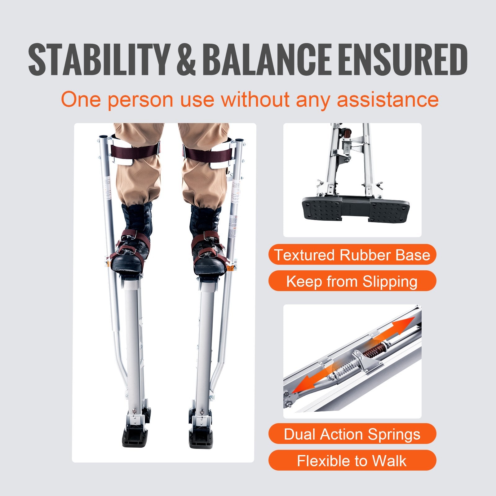 Drywall Stilts, 24''-40'' Adjustable Aluminum Tool Stilts with Protective Knee Pads, Durable and Non-Slip V952-SGBGQYCYS2440EE60V0