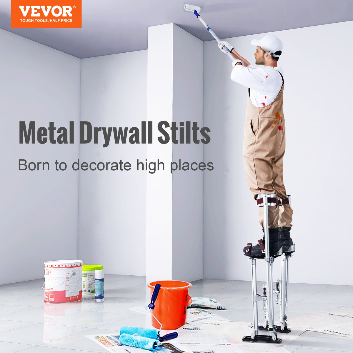 Drywall Stilts, 24''-40'' Adjustable Aluminum Tool Stilts with Protective Knee Pads, Durable and Non-Slip V952-SGBGQYCYS2440EE60V0