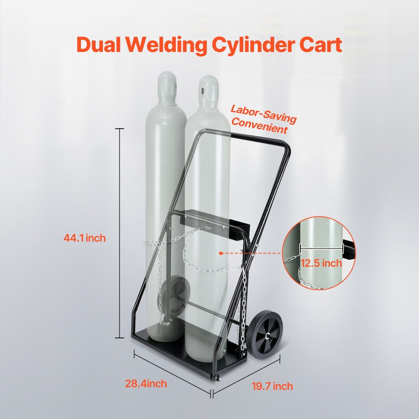 Dual Welding Cylinder Cart, Oxygen Acetylene Tank Cart with 440LBS Static Weight Capacity, 10-Inch Solid V952-SGC440LBS10ICQ7EUV0