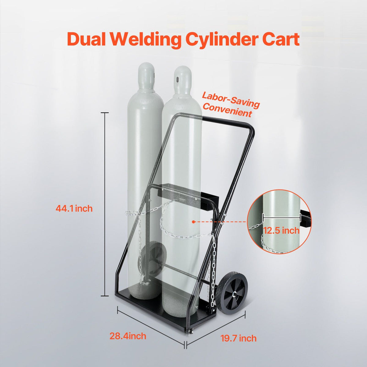 Dual Welding Cylinder Cart, Oxygen Acetylene Tank Cart with 440LBS Static Weight Capacity, 10-Inch Solid V952-SGC440LBS10ICQ7EUV0