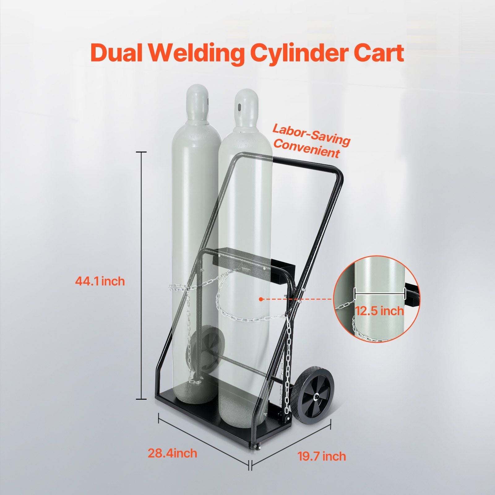 Dual Welding Cylinder Cart, Oxygen Acetylene Tank Cart with 440LBS Static Weight Capacity, 10-Inch Solid V952-SGC440LBS10ICQ7EUV0
