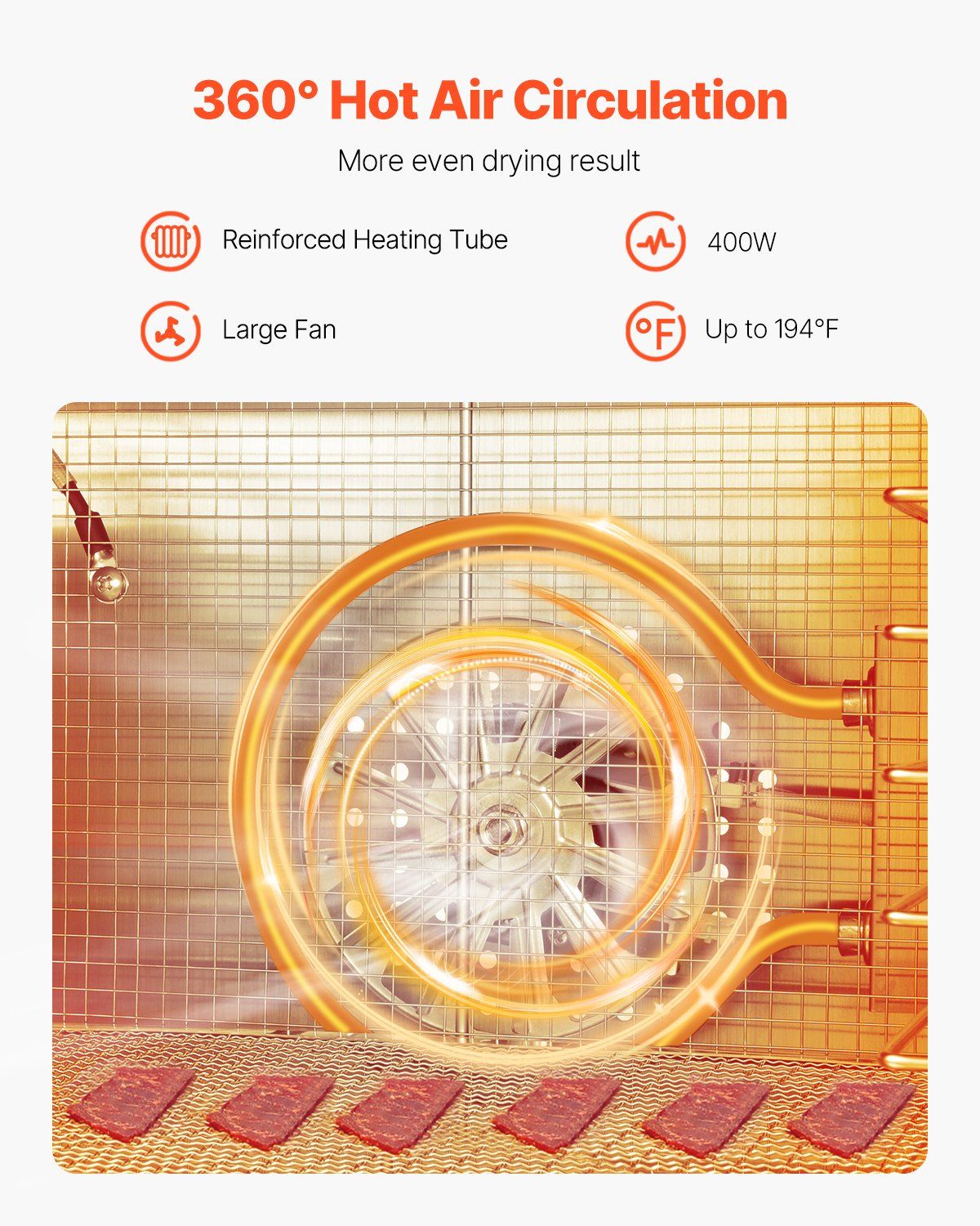 Food Dehydrator Machine, 6 Stainless Steel Trays, 400W Electric Food Dryer with Adjustable Temperature & V952-SGHGJ400W6G01Z5W8V3