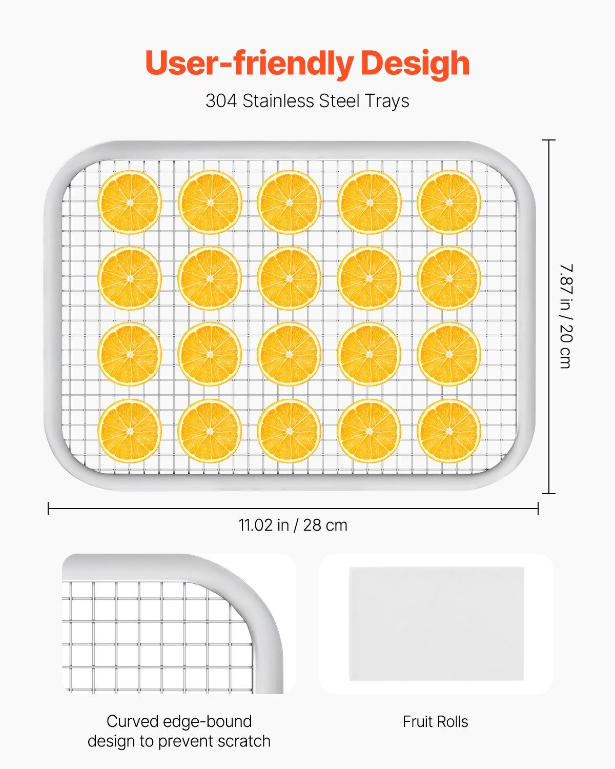 Food Dehydrator Machine, 6 Stainless Steel Trays, 400W Electric Food Dryer with Adjustable Temperature & V952-SGHGJ400W6G01Z5W8V3